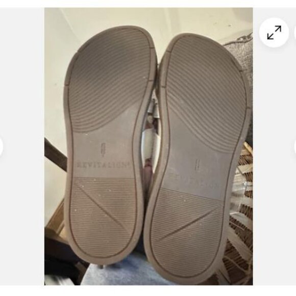 Revitalign Orthotic Linen & Leather Slide Sandals Lisbon Linen 9 D Comfort - Picture 4 of 6